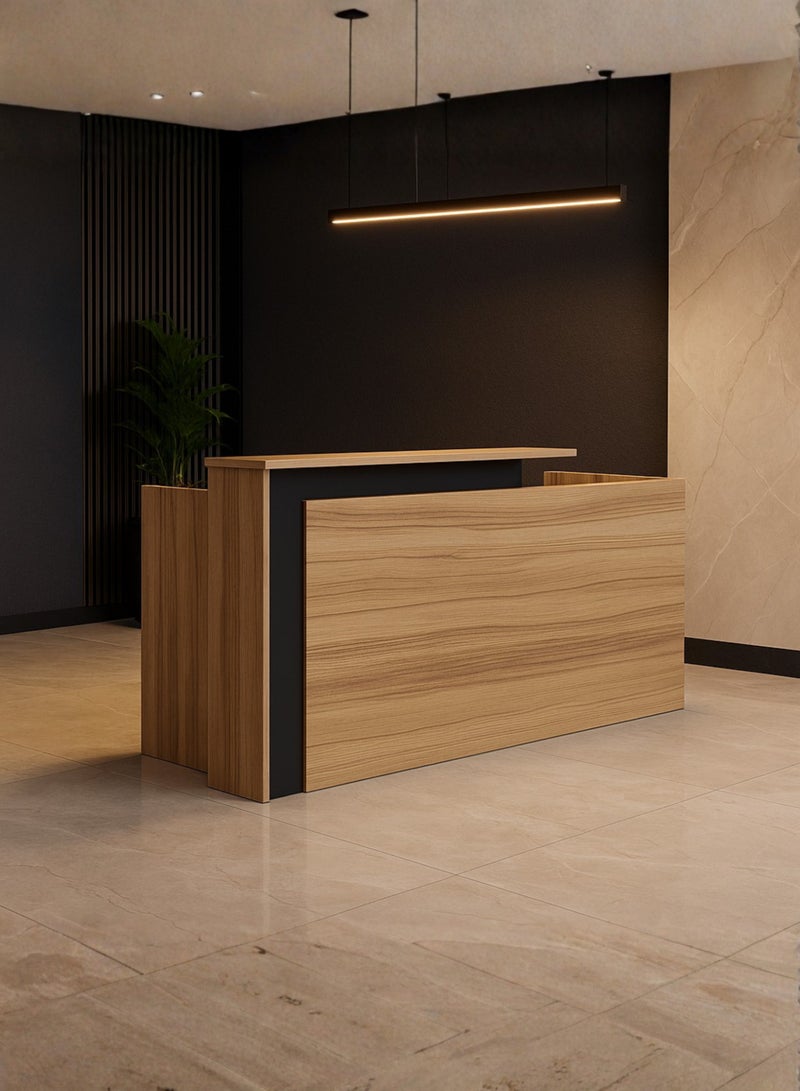 Karnak Legacy Modern Wooden Reception Desk Counter | Office Front Desk with Black Accent, Durable Finish & Spacious Workstation for Offices, Clinics, Hotels, Salons & Showrooms - Image 3
