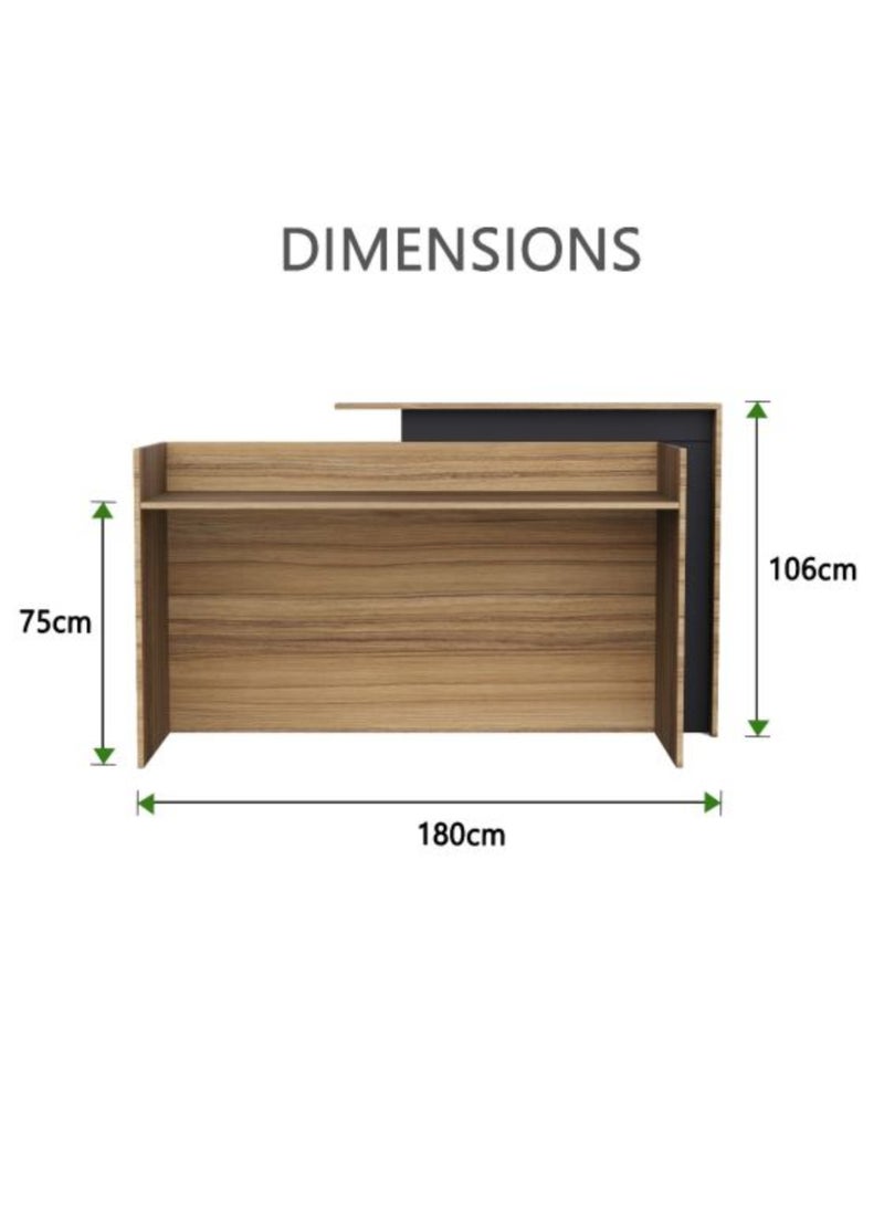 Karnak Legacy Modern Wooden Reception Desk Counter | Office Front Desk with Black Accent, Durable Finish & Spacious Workstation for Offices, Clinics, Hotels, Salons & Showrooms - Image 5