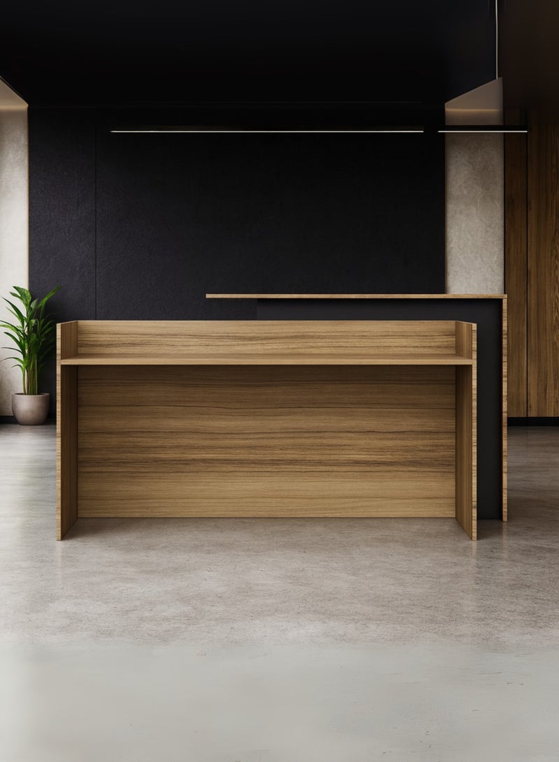 Karnak Legacy Modern Wooden Reception Desk Counter | Office Front Desk with Black Accent, Durable Finish & Spacious Workstation for Offices, Clinics, Hotels, Salons & Showrooms - Image 4