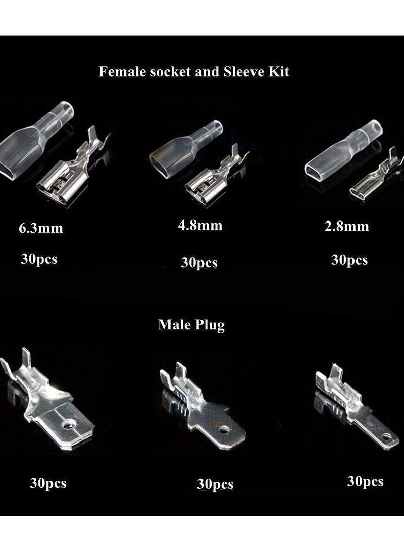 Y&D 270 Pieces Quick Connector Male Bus Spade Crimp Terminal Assortment Kit, 2.8/4.8/6.3mm Disconnect Kit for Electrical Wiring Car Audio Speakers  - Image 3