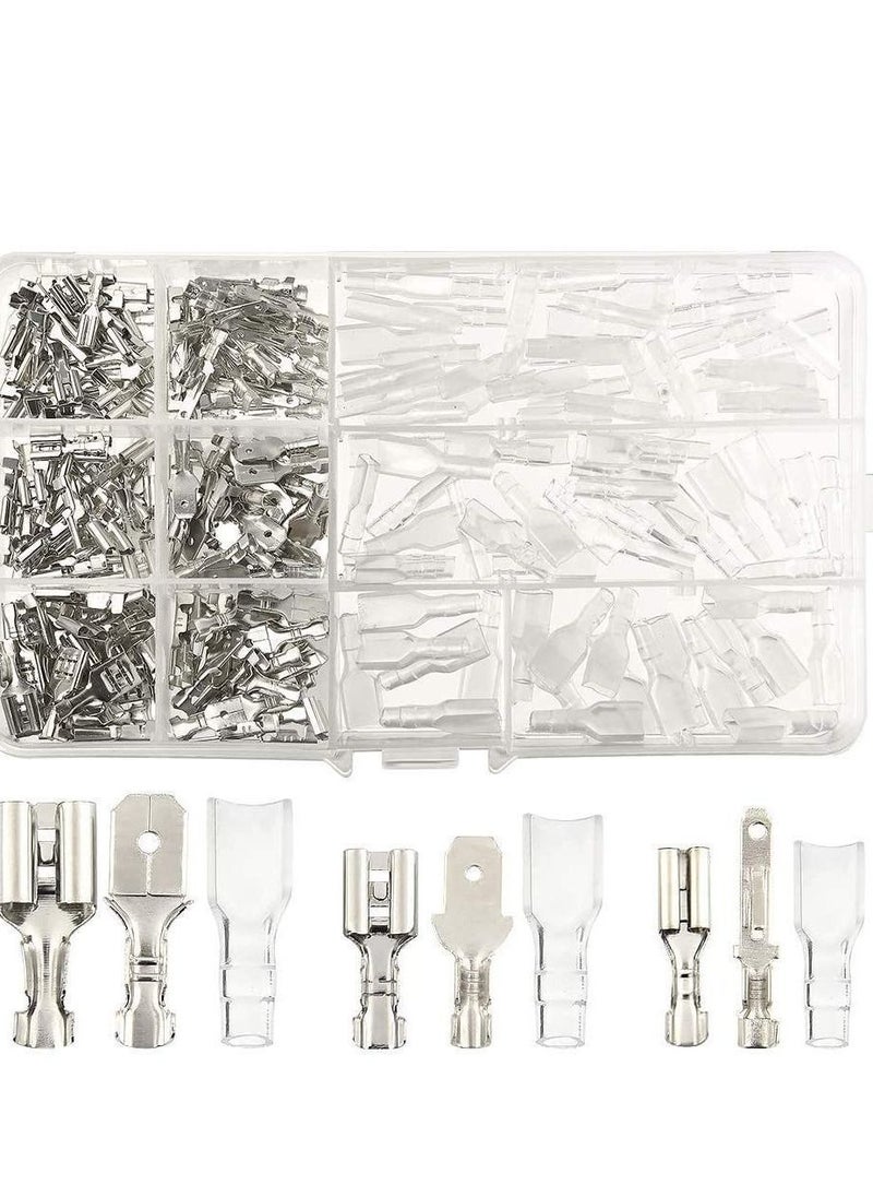 Y&D 270 Pieces Quick Connector Male Bus Spade Crimp Terminal Assortment Kit, 2.8/4.8/6.3mm Disconnect Kit for Electrical Wiring Car Audio Speakers  - Image 1