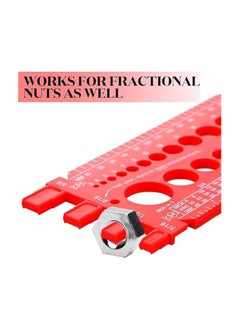 PROMASS Nut Bolt Thread Gauge, Inch Bolt Sizer Quick Identification Nut Bolt Screw Gauge with Wall Hanging Hole, Integrated Design Imperial Size Tool for Workshop Garage (Red)  - Image 2