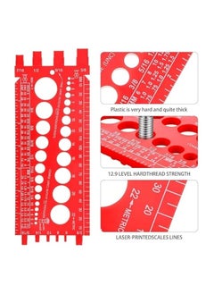 PROMASS Nut Bolt Thread Gauge, Inch Bolt Sizer Quick Identification Nut Bolt Screw Gauge with Wall Hanging Hole, Integrated Design Imperial Size Tool for Workshop Garage (Red)  - Image 4