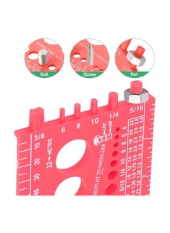 PROMASS Nut Bolt Thread Gauge, Inch Bolt Sizer Quick Identification Nut Bolt Screw Gauge with Wall Hanging Hole, Integrated Design Imperial Size Tool for Workshop Garage (Red)  - Image 5