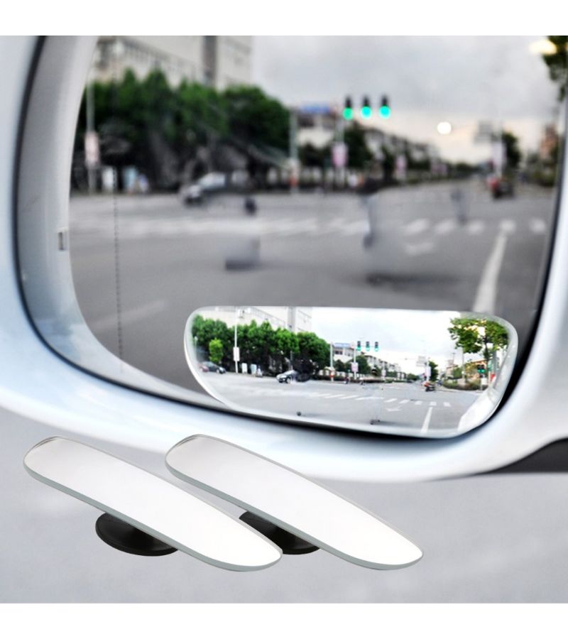 2pcs Silvery 360 Degree Wide Angle Convex Blind Spot Mirror Adjustable Rear View Additions For Car Parking Motorcycle - Image 1