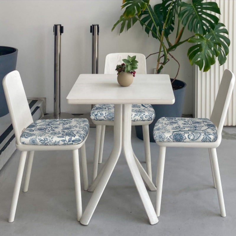 Granbey Blue Floral Seat Covers for Chairs Navy Blue Flower Dining Chair Covers Set of 2 Chinoiserie Kitchen Chair Covers Stretch Vintage Flower Chair Slipcovers Protector for Kitchen Office - Image 4