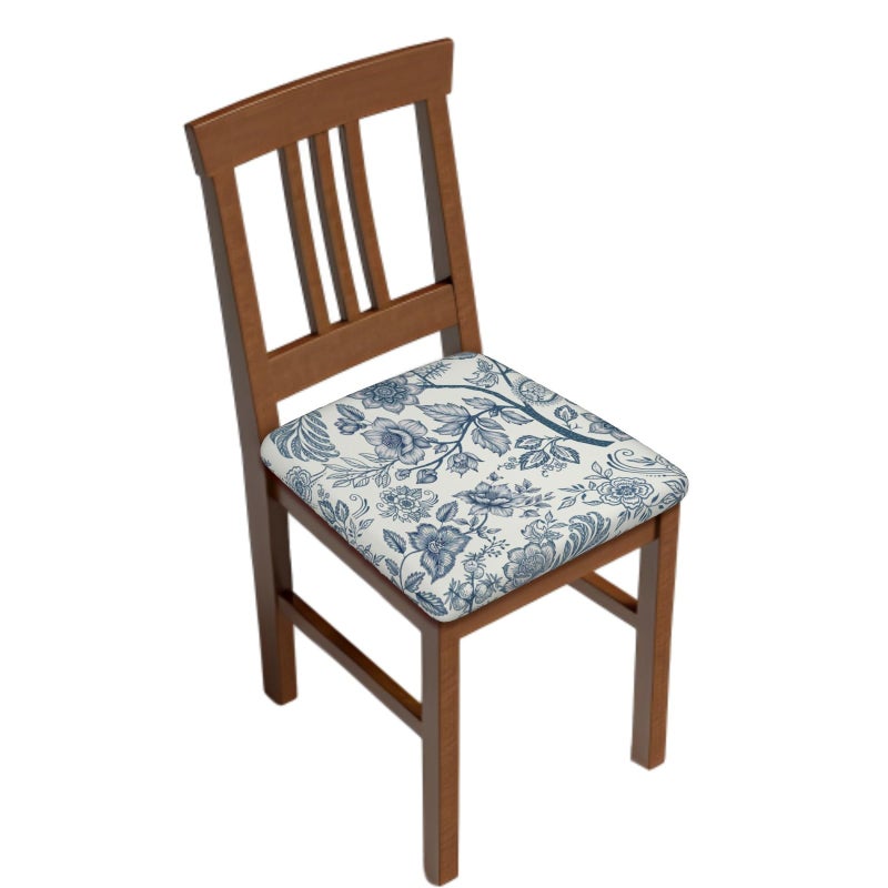 Granbey Blue Floral Seat Covers for Chairs Navy Blue Flower Dining Chair Covers Set of 2 Chinoiserie Kitchen Chair Covers Stretch Vintage Flower Chair Slipcovers Protector for Kitchen Office - Image 1