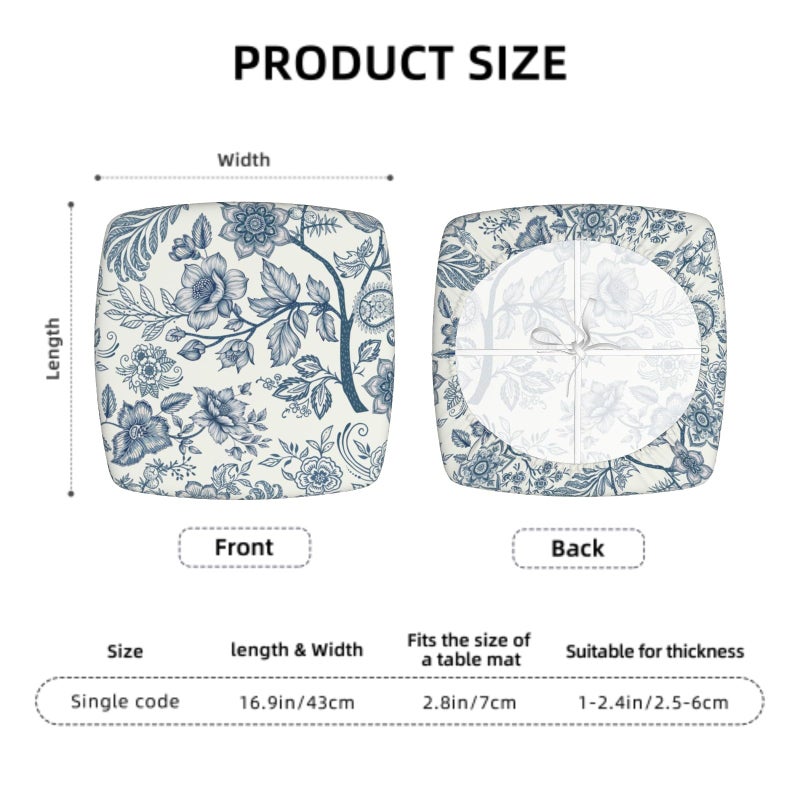 Granbey Blue Floral Seat Covers for Chairs Navy Blue Flower Dining Chair Covers Set of 2 Chinoiserie Kitchen Chair Covers Stretch Vintage Flower Chair Slipcovers Protector for Kitchen Office - Image 2