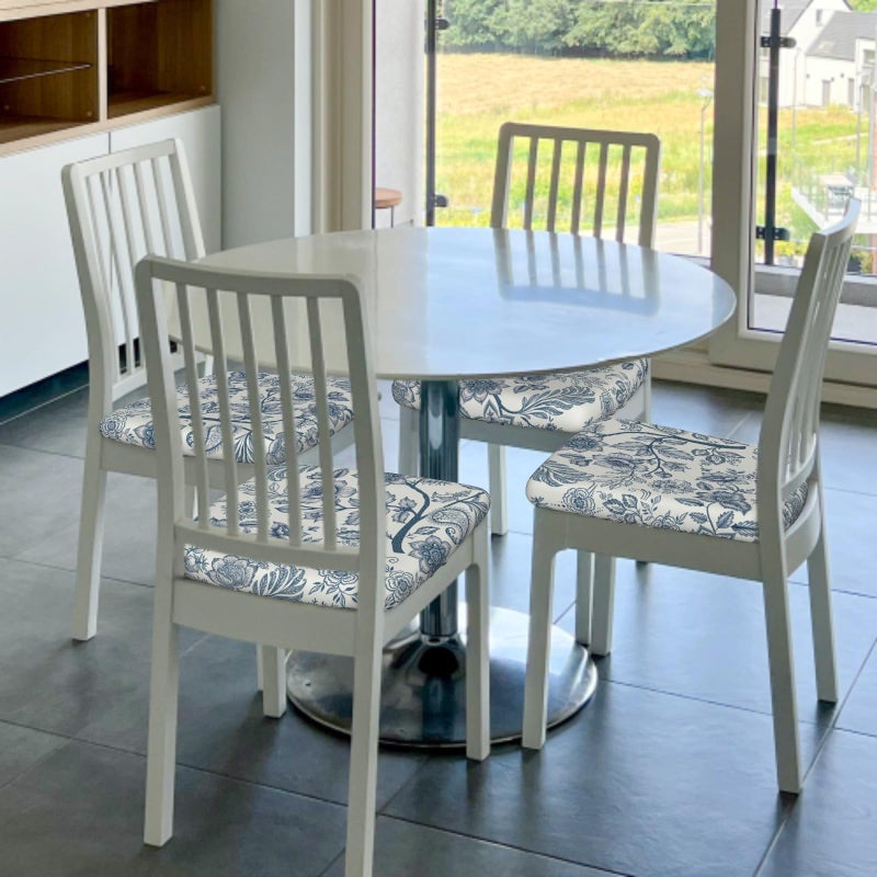 Granbey Blue Floral Seat Covers for Chairs Navy Blue Flower Dining Chair Covers Set of 2 Chinoiserie Kitchen Chair Covers Stretch Vintage Flower Chair Slipcovers Protector for Kitchen Office - Image 5