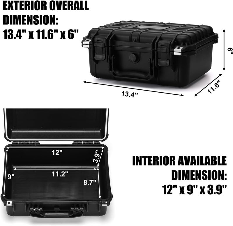 Mayouko 13.4" Waterproof Plastic Toolbox with Foam Insert, 13.4" x 11.6" x 6", IP67 Lockable Storage Box, Customizable Foam, Shockproof Hard Case Weatherproof Container, Protective Hard Camera Case - Image 3