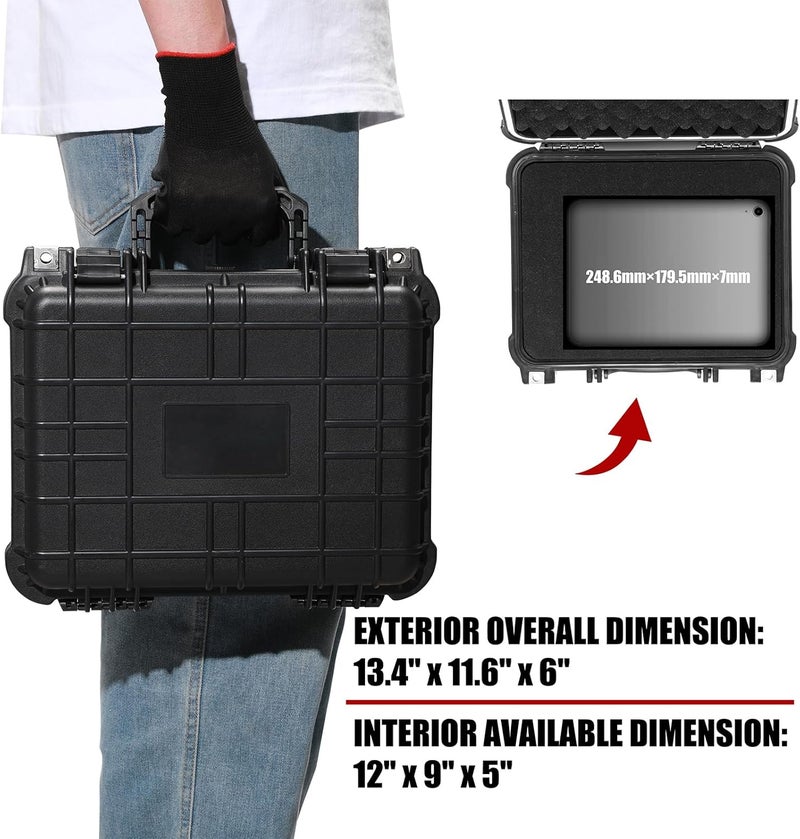 Mayouko 13.4" Waterproof Plastic Toolbox with Foam Insert, 13.4" x 11.6" x 6", IP67 Lockable Storage Box, Customizable Foam, Shockproof Hard Case Weatherproof Container, Protective Hard Camera Case - Image 5