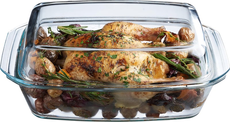 SIMAX Simax Large Glass Casserole Dish Oven Safe Cookware With Lid Oblong Covered Glass Dish For Baking Serving Cooking Microwave and Dishwasher Safe Bakeware 3 Quart Capacity 