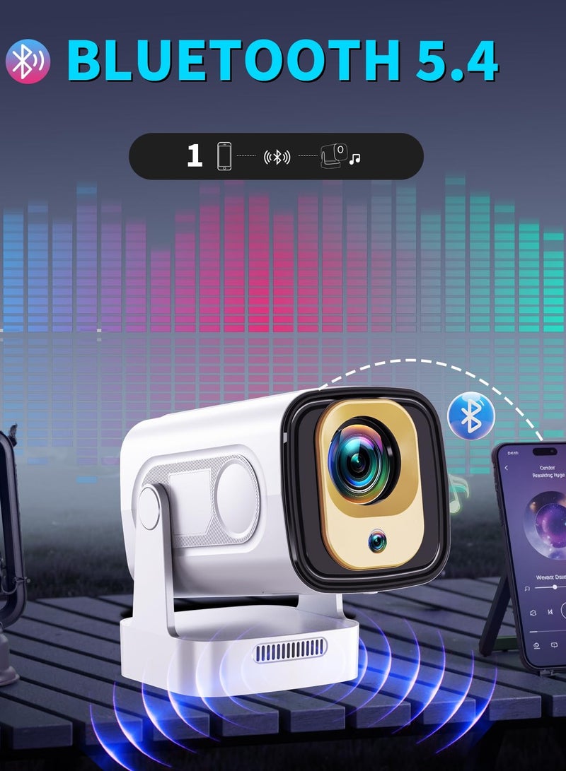 Joshberg Mini Projector 1080P with WiFi 6 and Bluetooth 5.4, 4K Full HD Projector Features Auto Focus & Keystone, Portable Projector Support 270° Rotatable, Compatible with Phone/HDMI/USB-White - Image 5