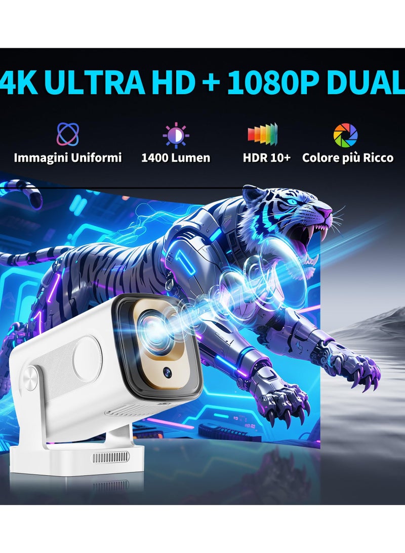 Joshberg Mini Projector 1080P with WiFi 6 and Bluetooth 5.4, 4K Full HD Projector Features Auto Focus & Keystone, Portable Projector Support 270° Rotatable, Compatible with Phone/HDMI/USB-White - Image 4