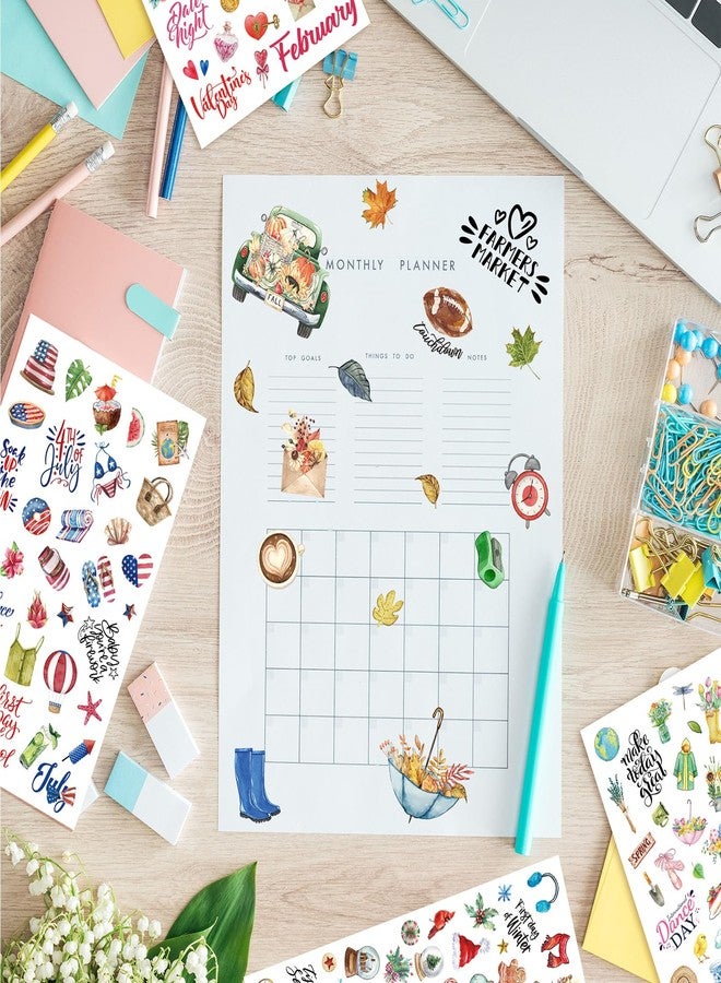 Perkoop 30 Sheets 1500+ Pieces Monthly Planner Stickers Vintage Seasonal Decals Pack Holiday Calendar Stickers Planner Accessories Daily Journal Decals for Journaling Scrapbook Budget, 15 Styles - Image 5