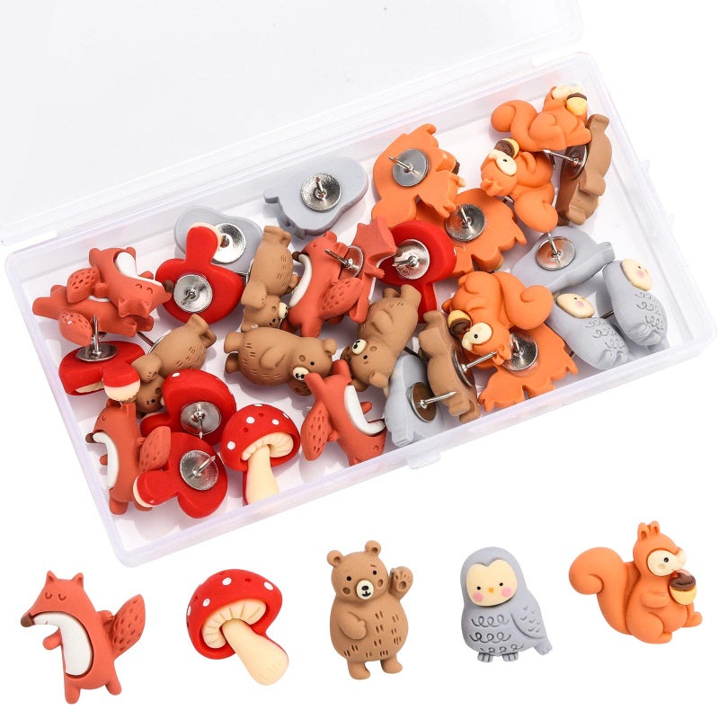 Thumb Tacks 30Pcs Push Pins for Bulletin BoardCork BoardMultiple Animals