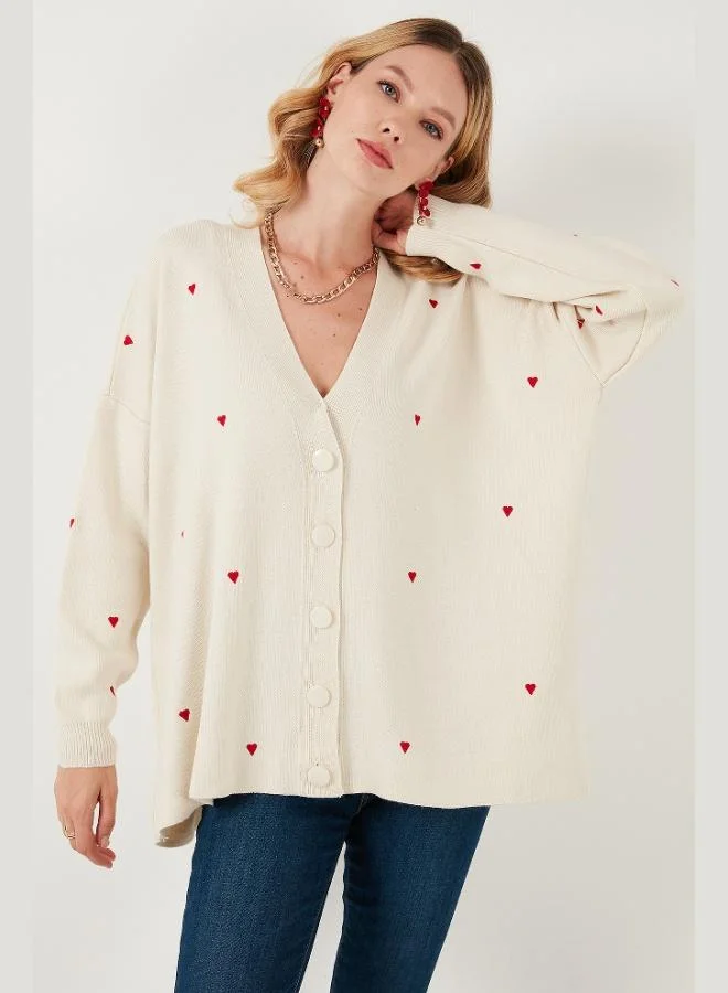 ليلا كارديجان ليلا نسائي محبوك بياقة على شكل حرف  وقصة كاجوال