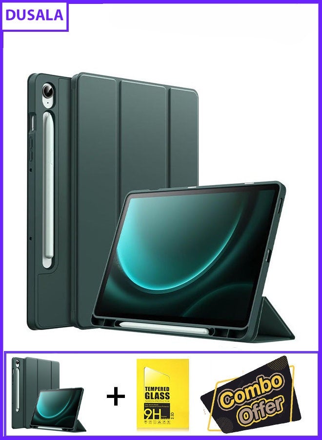 DUSALA 2 in 1 Protective Case for Samsung Galaxy Tab Tab S6 Lite 10.4 Inch – Tri-Fold Stand, Soft TPU Back, S Pen Holder & Charging Support Auto Wake/Sleep with Glass - Image 1