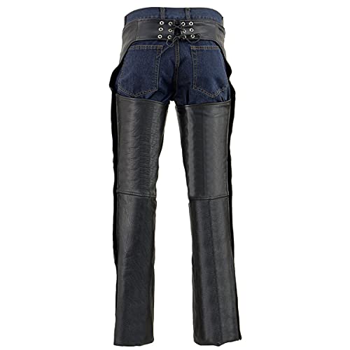 Milwaukee Leather Chaps for Men's Black Premium Leather Fully Lined - Coin Pocket Motorcycle Riders Chap - SH1115 - XX-Large - Image 2