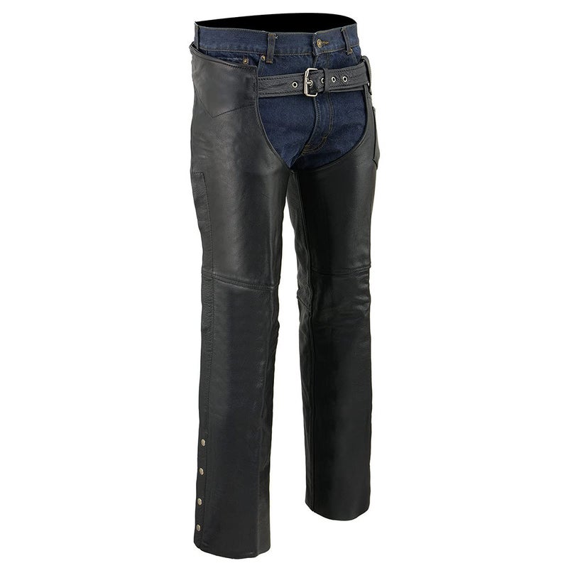 Milwaukee Leather Chaps for Men's Black Premium Leather Fully Lined - Coin Pocket Motorcycle Riders Chap - SH1115 - XX-Large - Image 3