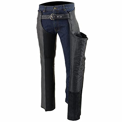 Milwaukee Leather Chaps for Men's Black Premium Leather Fully Lined - Coin Pocket Motorcycle Riders Chap - SH1115 - XX-Large - Image 4