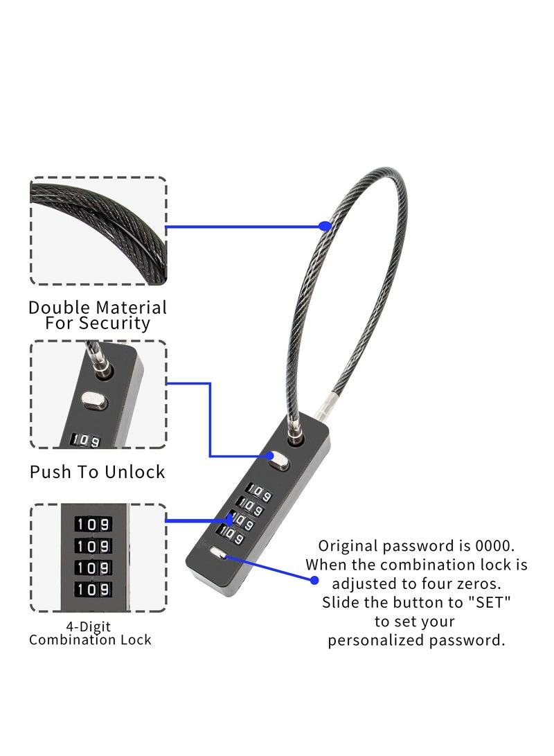 KASTWAVE Combination Lock Cable Security Steel Cable Luggage Lock, Bike LockWeatherproof  with Resettable Code, Braided Steel Coated Anti-Theft, Waterproof Cycling Cable Locks, Black (1.96 Feet 5 mm) - Image 3