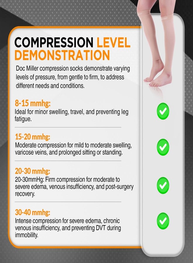 Doc Miller Compression Calf Sleeve for Men & Women, Premium Medical Grade, 15-20mmHg Graduated Support for Running, Calf Tear, Shin Splints, Knee High, Skin/Nude Color Calf Sleeves, Large Size, 1 Pair - Image 5