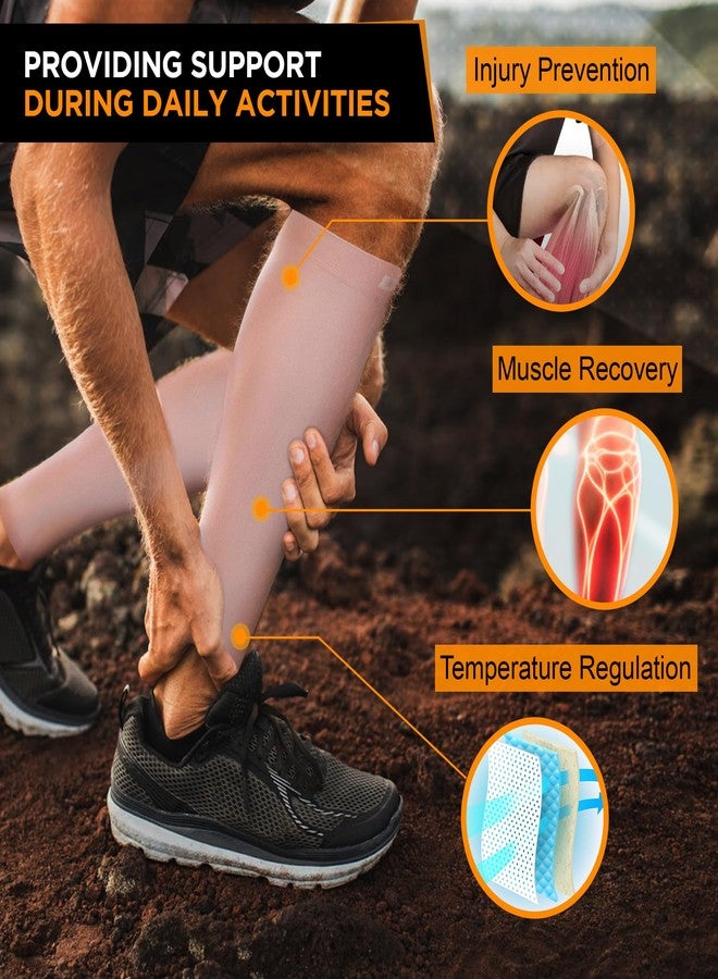Doc Miller Compression Calf Sleeve for Men & Women, Premium Medical Grade, 15-20mmHg Graduated Support for Running, Calf Tear, Shin Splints, Knee High, Skin/Nude Color Calf Sleeves, Large Size, 1 Pair - Image 4