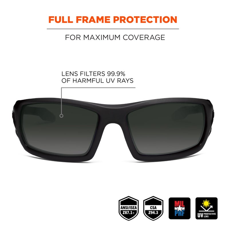 Ergodyne Skullerz Odin Safety Sunglasses, ANSI Z87 Impact Resistant, Durable Full Frame, Non Slip, Polarized, Anti Fog - Image 2