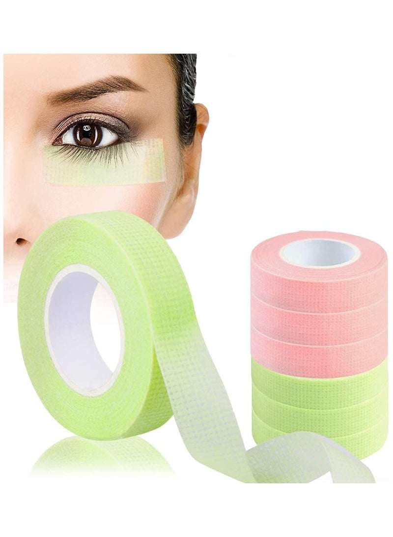 Breathable Medical Lash Tape in Green and Pink for Eyelash Extensions 6 Rolls of Hypoallergenic Micropore Adhesive Tape - Image 1