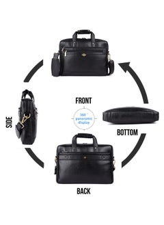 LAVERI LEATHER LAVERI Laptop Bag for Men - Leather Messenger Bag for Office - Fits up to 15 Inch Laptop - Shoulder Bag with Multiple Compartments - Executive Leather Bag for Work/Travel/Casual  - 2815  - Image 2