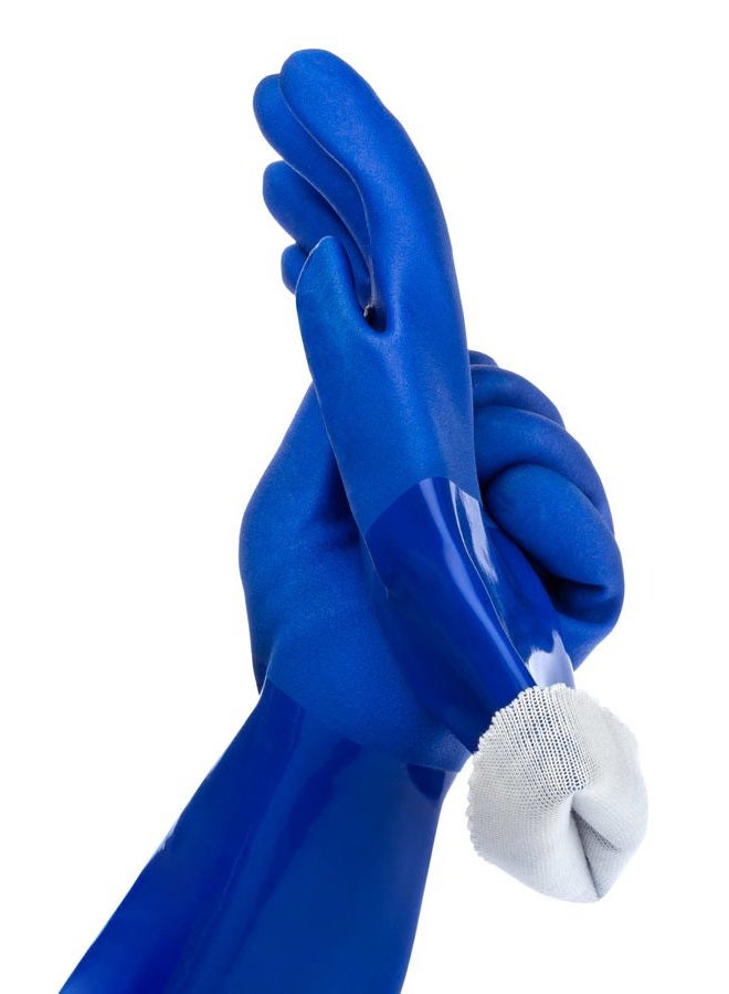 kitchen-star Ultimate Rubber Household PVC Gloves with Comfortable Cotton Lining, Anti-Slip surface, Kitchen Dishwashing, Extra Thickness, Kitchen Cleaning, Working, Painting, Pet Care (Medium, Blue) - Image 1