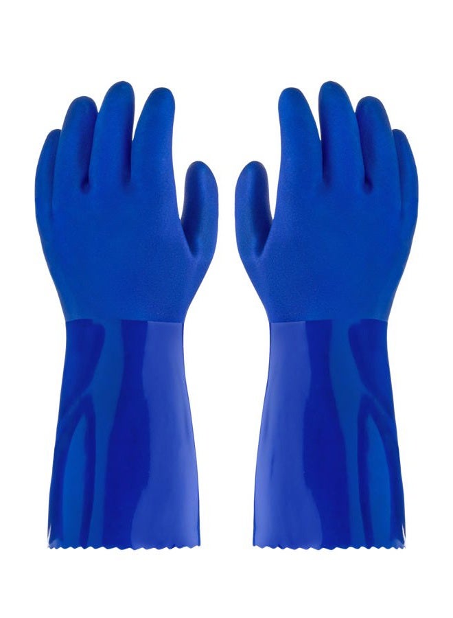 kitchen-star Ultimate Rubber Household PVC Gloves with Comfortable Cotton Lining, Anti-Slip surface, Kitchen Dishwashing, Extra Thickness, Kitchen Cleaning, Working, Painting, Pet Care (Medium, Blue) - Image 2