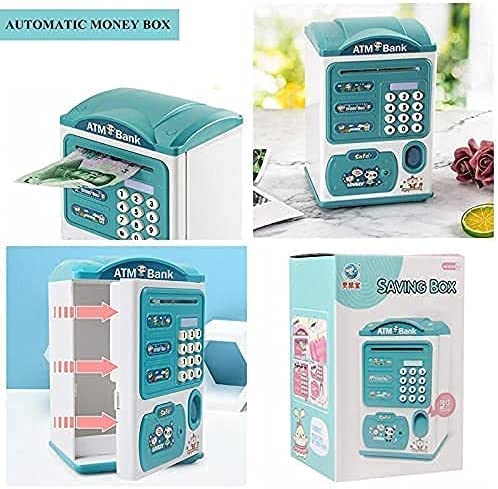 BAREPEPE Electric Atm Piggy Bank For Kids With Password And Fringerprint Protection - Blue, Modern - Image 4