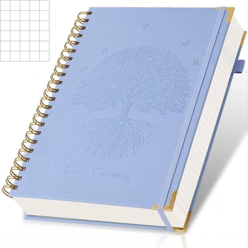 Amanple Graph Paper Notebook, 8.5” x 11” Graphing Notebook, 300 Pages, Large Hardcover Grid Notebook Journal, Graph Paper Spiral Notebook with Thick Paper and Pockets for School, Office Supplies, Plans, Blue - Image 1