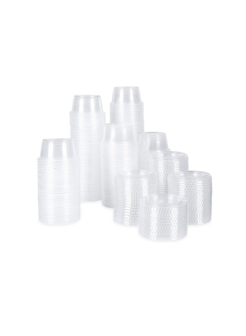 Disposable Sauce Cup Plastic Portion Cups with Lids Shot Meal Prep Containers 100 Sets 2 oz Condiment Jello Sampling Clear  - Image 5