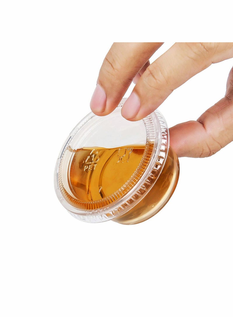 Disposable Sauce Cup Plastic Portion Cups with Lids Shot Meal Prep Containers 100 Sets 2 oz Condiment Jello Sampling Clear  - Image 3