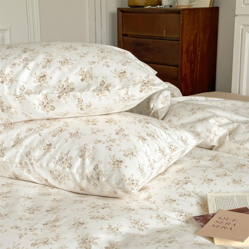 Motntd Floral Twin Cover Cover Coquette قبالة أبيض توأم لماغ الغطاء بوهو القطن اللطيف غطاء لحاف خفيف الوزن مع حامي حافز جمالي خفي من السوستة. - Image 4