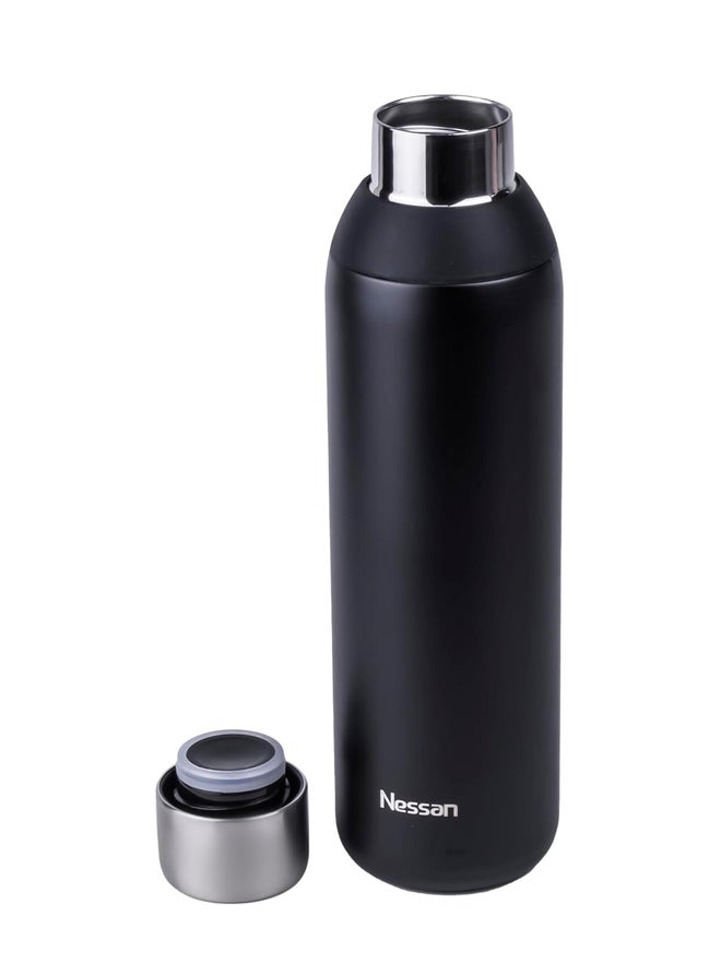Nessan زجاجة فراغية من الفولاذ المقاوم للصدأ مع عزل مزدوج الجدار، 600 مل - أسود - Image 3