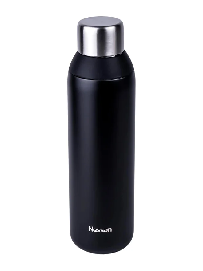 نيسان Nessan Double Wall Insulated Stainless Steel Vacuum Bottle, 600ml - Black
