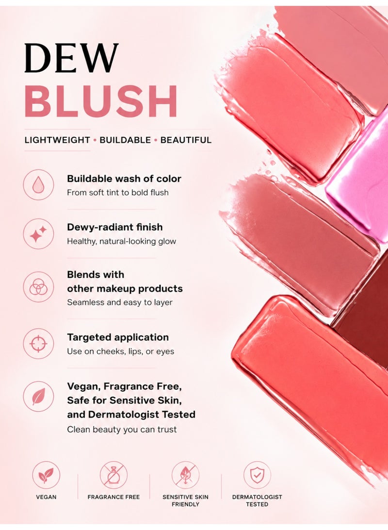 سايي بلشر سائل للخدود Saie Dew Liquid Blush for Cheeks - بلشر كريمي مرطب بتركيبة قابلة للدمج والتدرج - تينت خدود مشبع بالعناية بالبشرة يمنح إشراقة ندية لمظهر طبيعي - مكياج بلمعة صحية أساسي - لون Chilly (.40 أونصة) - Image 4