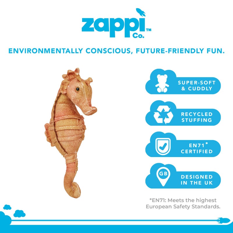 Zappi Co Plush Children's Stuffed Soft Cuddly Plush Toy-Part of Safari Animals Collection, Perfect for Kids (15cm Height)(Seahorse) - Image 2