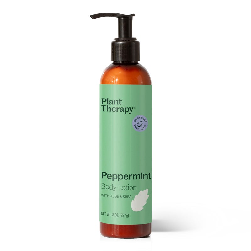 Plant Therapy Peppermint Body Lotion with Aloe and Shea, Hydrate and Nourish Skin with Botanical Ingredients, 8 oz - Image 1