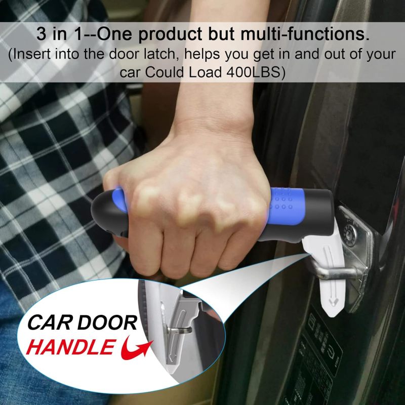 Car Assist Handle 400-Pound Capacity Forged Steel Support - 3-In-1 Emergency Tool With Seatbelt Cutter Window Breaker - Comfortable Anti-Slip Grip for Seniors Disabled Vehicle Entry - Image 3