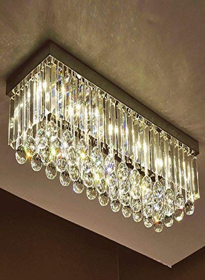 GANE-SHLIGHTS 6 Light Two Color Crystal Chandelier for Living Room Ceiling Light Stainless Steel Plate cofinA6 (W10''XL22''XH8'')(Warm White, White, Mix) - Image 1