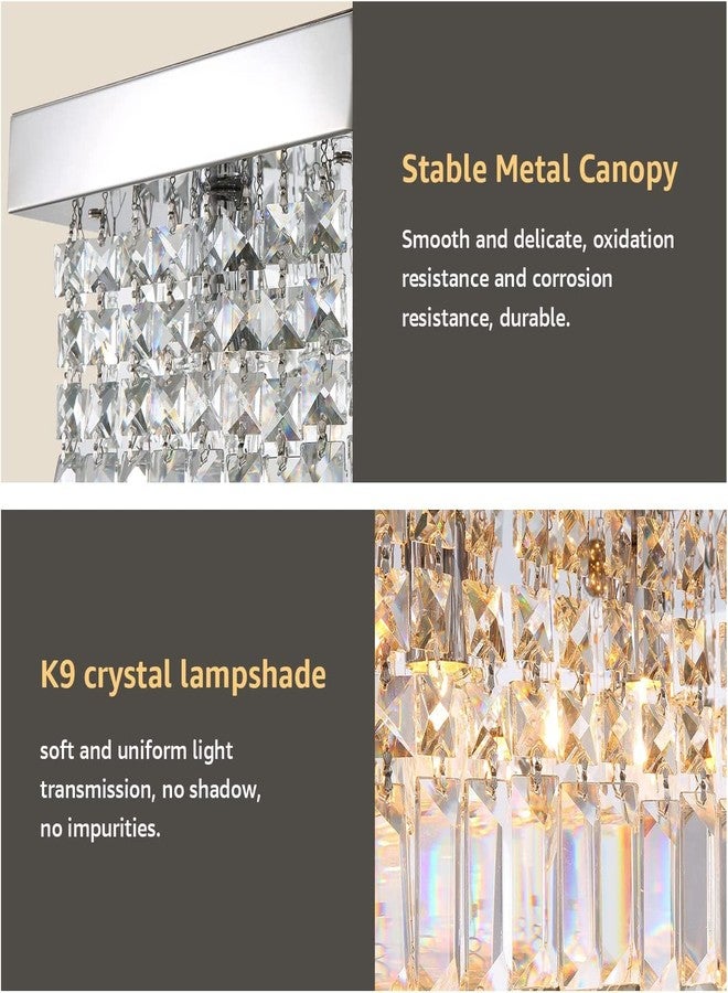 GANE-SHLIGHTS 6 Light Two Color Crystal Chandelier for Living Room Ceiling Light Stainless Steel Plate cofinA6 (W10''XL22''XH8'')(Warm White, White, Mix) - Image 5