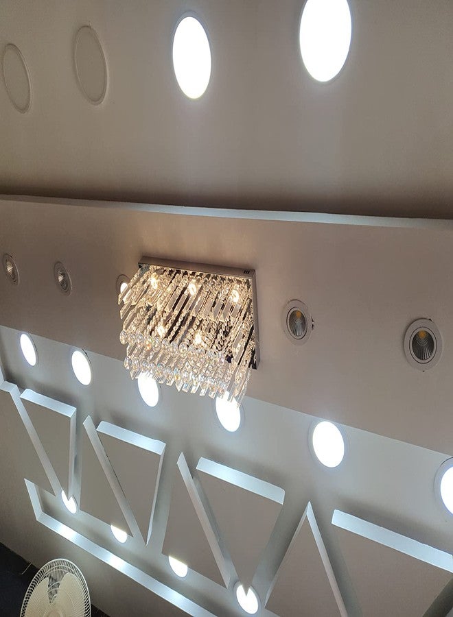 GANE-SHLIGHTS 6 Light Two Color Crystal Chandelier for Living Room Ceiling Light Stainless Steel Plate cofinA6 (W10''XL22''XH8'')(Warm White, White, Mix) - Image 3