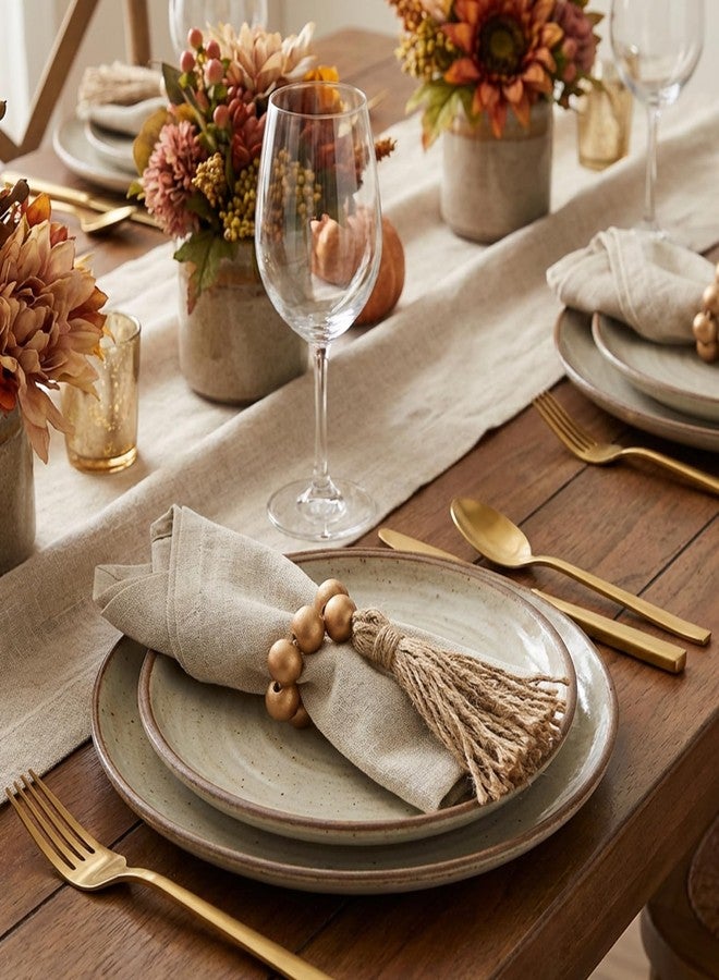 Eldraqth 6 Pieces Wooden Bead Napkin Rings, Wooden Bead Easter Farmhouse Napkin Rings with Tassel, Natural Rustic Boho Napkins Ring for Dining Table Decor Wedding Party Thanksgiving Decoration - Image 4