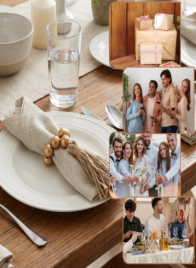 Eldraqth 6 Pieces Wooden Bead Napkin Rings, Wooden Bead Easter Farmhouse Napkin Rings with Tassel, Natural Rustic Boho Napkins Ring for Dining Table Decor Wedding Party Thanksgiving Decoration - Image 3