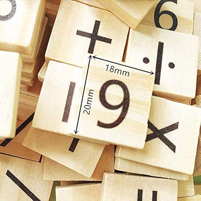 esowemsn 100pcs Wood Scrabble Tiles Numbers and Symbols Wooden Scrabble Pieces for Word Scrabble Game Board of Education Games Crafts,Pendants - Image 2